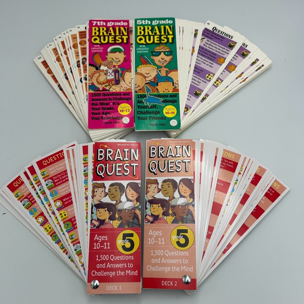 Brain Quest Lot 4 Decks 5th 7th Grade Trivia Questions Smart Cards 4th Edition